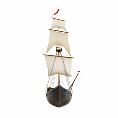 a tall ship isolated on the white background