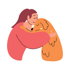 Girl Hugging Dog Icon