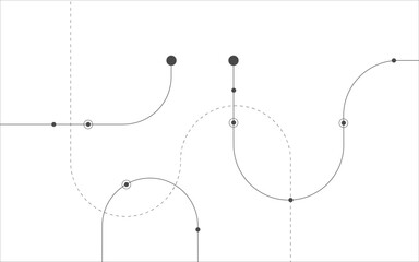 Vector curves, twisted u curve,s curve, points, dot, circles and dashed lines, white background, bending. © Chandet