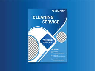 Blue and White Cleaning Service Flyer Design