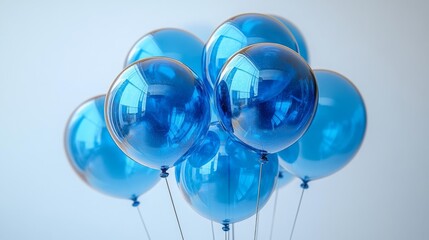 Blue Balloons Floating in Air. Generative AI