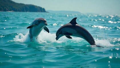 Obraz premium Dolphins swimming in the sea