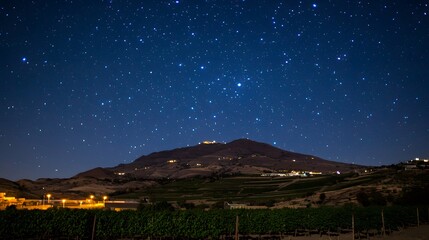 Vineyard Under the Night Sky