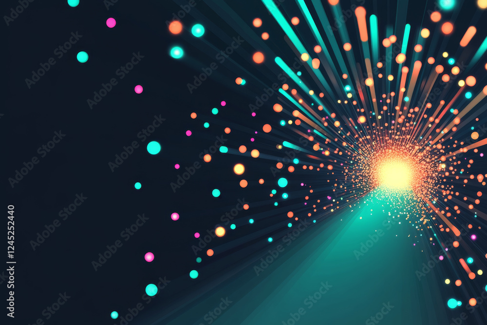 Poster abstract digital burst with colorful particles
