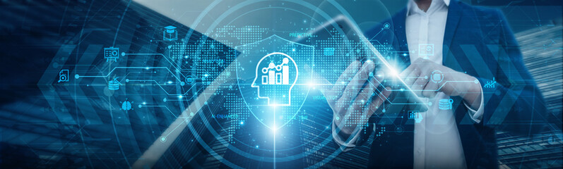 Businessmen's connections are protected through business intelligence strategies, ensuring data security, risk mitigation, and informed decision-making.........