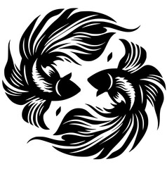 Silhouette of two betta fish