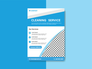 Obraz premium Blue and White Cleaning Service Flyer Design