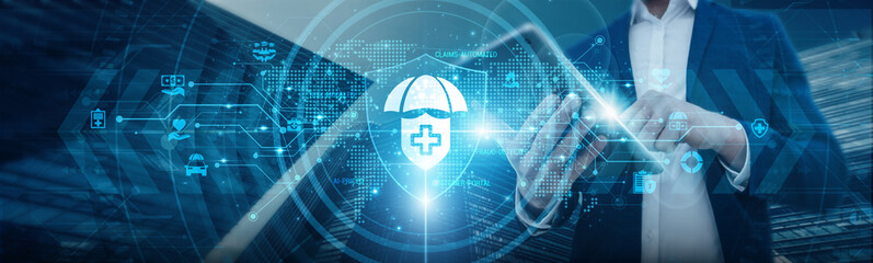 Businessmen's connections are protected through insurance solutions that mitigate financial risks...