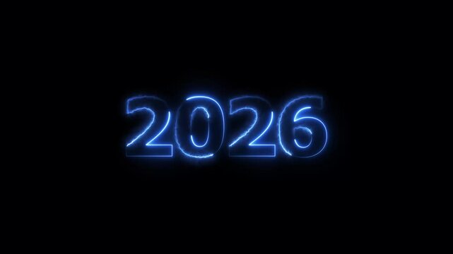Neon light countdown 2026 Sal number icon background 4k animation.