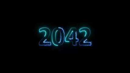 Neon light countdown 2042 Sal number icon background 4k animation.