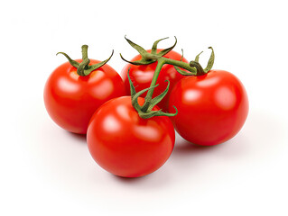 Four Ripe Red Tomatoes on White Background