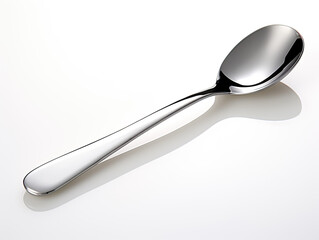 Shiny Silver Spoon on White Background