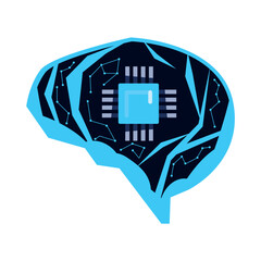 AI Chip in Brain Icon