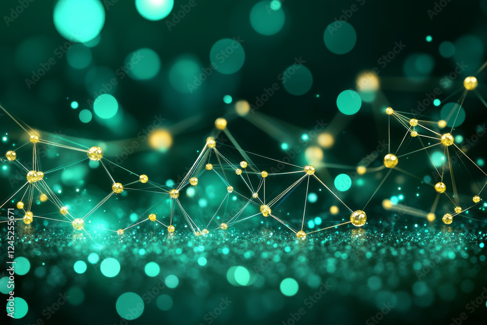 Poster abstract digital network with glowing nodes