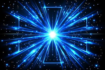 Fototapeta premium Bright blue digital abstract background with glowing lines