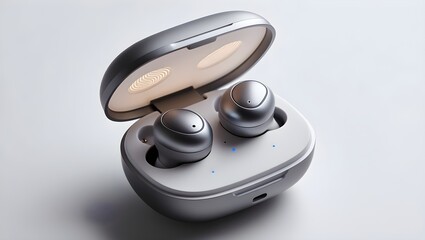 A tiny bluetooth earbud inside its open case