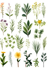 Digital watercolor herbs clipart set print pattern flower abstract graphic poster background