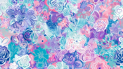 Colorful floral pattern with intricate designs showcasing vibrant hues and artistic elements