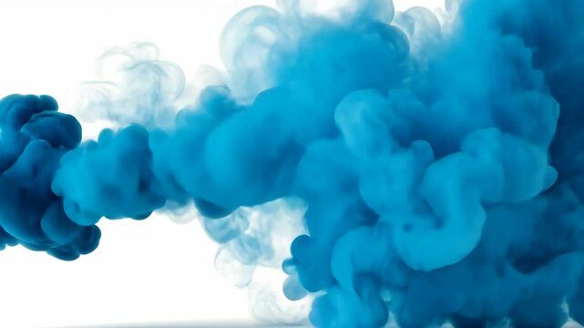 Dynamic blue smoke flowing and expanding in motion