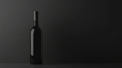 sleek black wine bottle on dark background