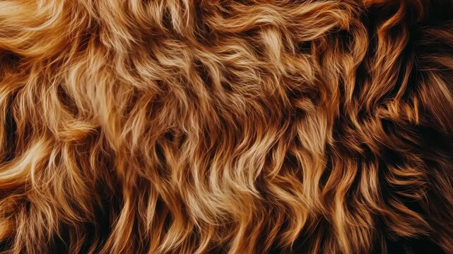 Flowing golden fur waves in soft wind: texture, movement, and warmth