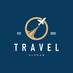 travel holiday logo entertainment travel template design with airplane concept illustration symbol