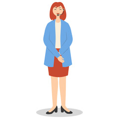 Professional Journalist Cartoon Character. Isolated on White Background.