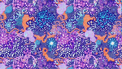 Bright decorative background/pattern. Organic shapes, Contemporary design, Dots Art. Australian Aboriginal Art.
