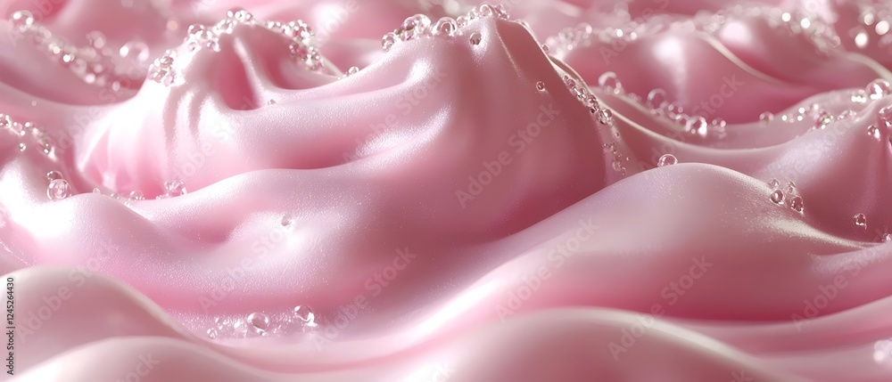 Aufkleber close-up of soft pink satin fabric with delicate bubbles creating a luxurious and inviting texture. 