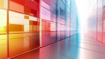 Colorful Glass Building Corridor - Modern Architecture Design