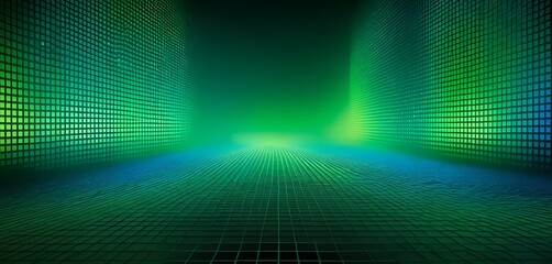 Obraz premium Green background image, light, space, future, cyber, digital texture banner