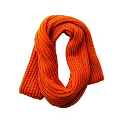 Warm Wool Scarf in Bright Orange Isolated on Transparent Background