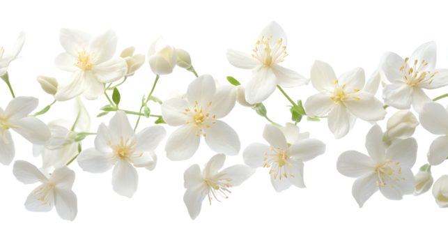 Jasmine flowers isolated on transparent background