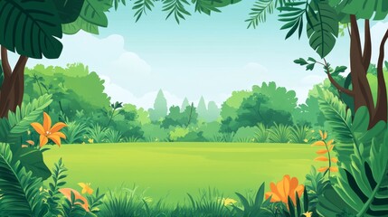 Obraz premium Serene Jungle Landscape: Lush Flora and Tranquil Nature