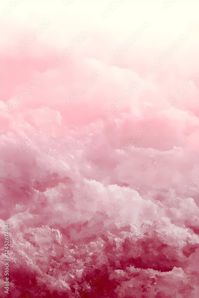 Poster a serene abstract depiction of clouds in soft pink and white hues, creating a calming and dreamlike 