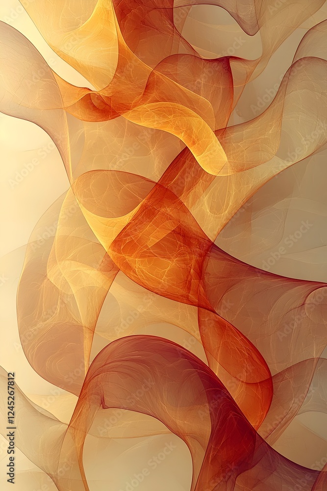 Poster An abstract composition of flowing orange and golden waves, creating a warm and soft visual texture that evokes a sense of tranquility and movement.