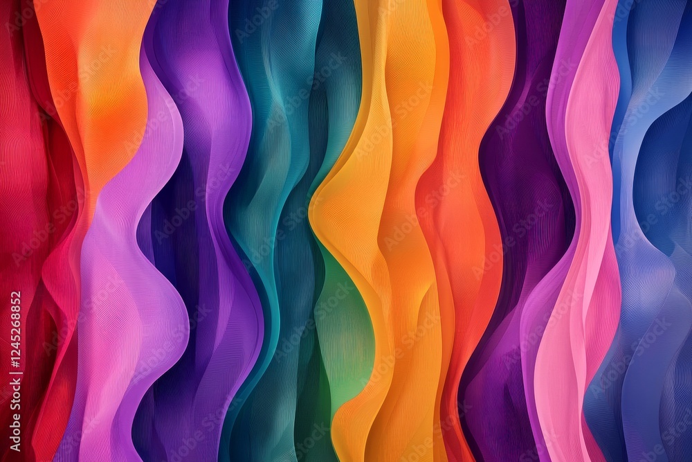 Poster colorful abstract waves displaying vibrant multicolored textured patterns