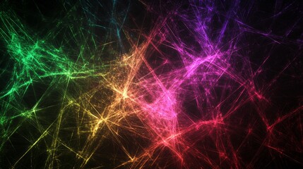 Obraz premium Vibrant multicolored abstract light streaks forming a dynamic web of energy