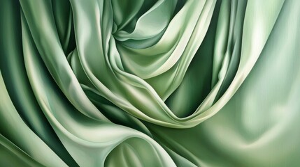 Obraz premium Abstract green satin fabric folds with elegant soft texture and flowing design