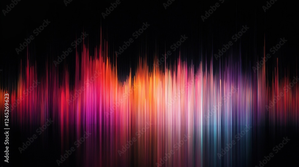 Poster vibrant abstract sound waves in gradient spectrum of colors