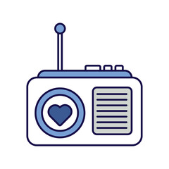 Radio  blue icon with white background vector stock illustration