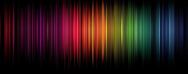 Vibrant multicolored light spectrum with vertical lines on black background