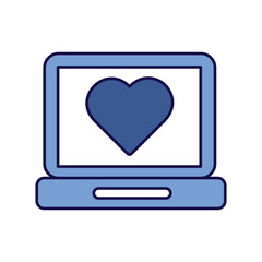 Laptop  blue icon with white background vector stock illustration