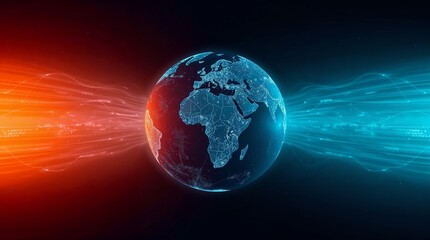 Fototapeta premium Abstract world map point and lines for global network connection, social networking and digital communication technology concept background.