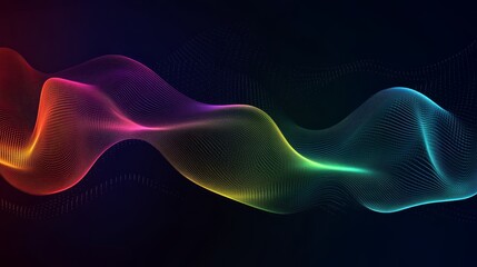 Colorful abstract waveform lines on dark background