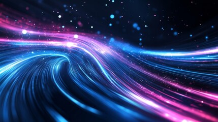 Obraz premium Abstract Glowing Lines with Vibrant Colors - Futuristic Digital Art