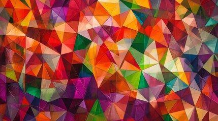 Vibrant abstract mosaic featuring geometric colorful triangular patterns