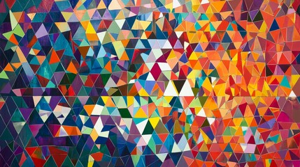 Vibrant abstract geometric pattern with colorful triangles and mosaic design