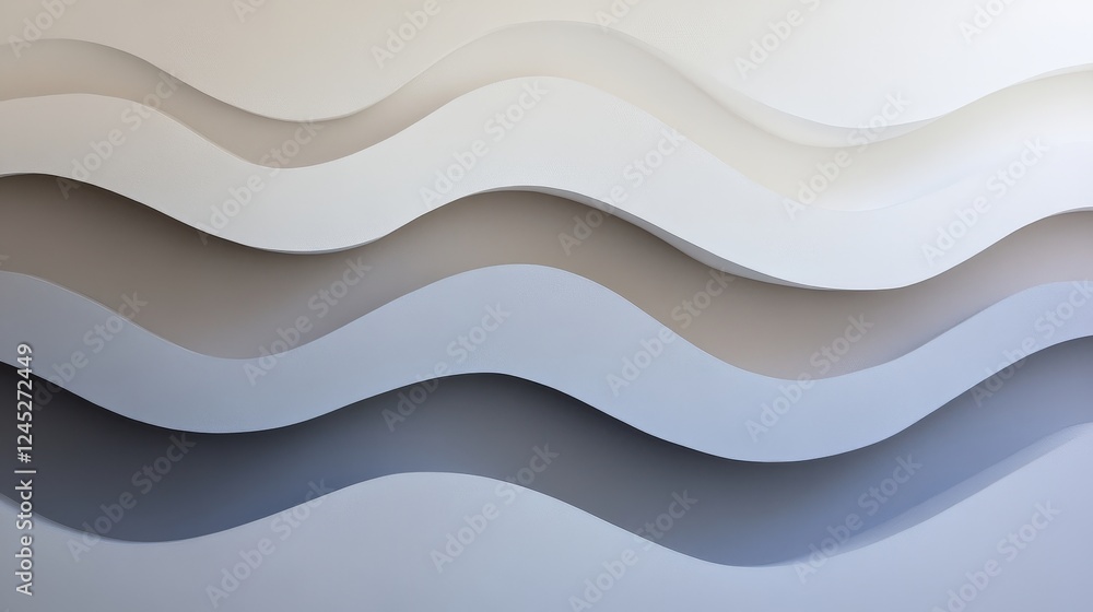 Poster abstract wave pattern: soft tones and elegant curves in modern design