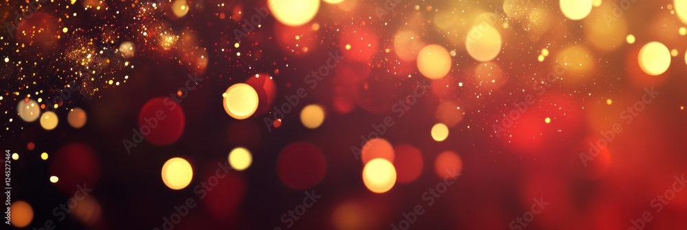 Poster Stunning Bokeh Background with Vibrant Red and Gold Colors